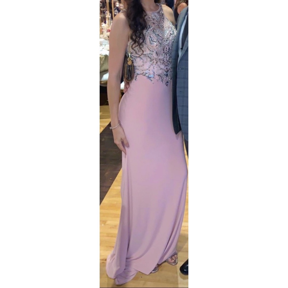 Blush formal beaded Camille La Vie gown